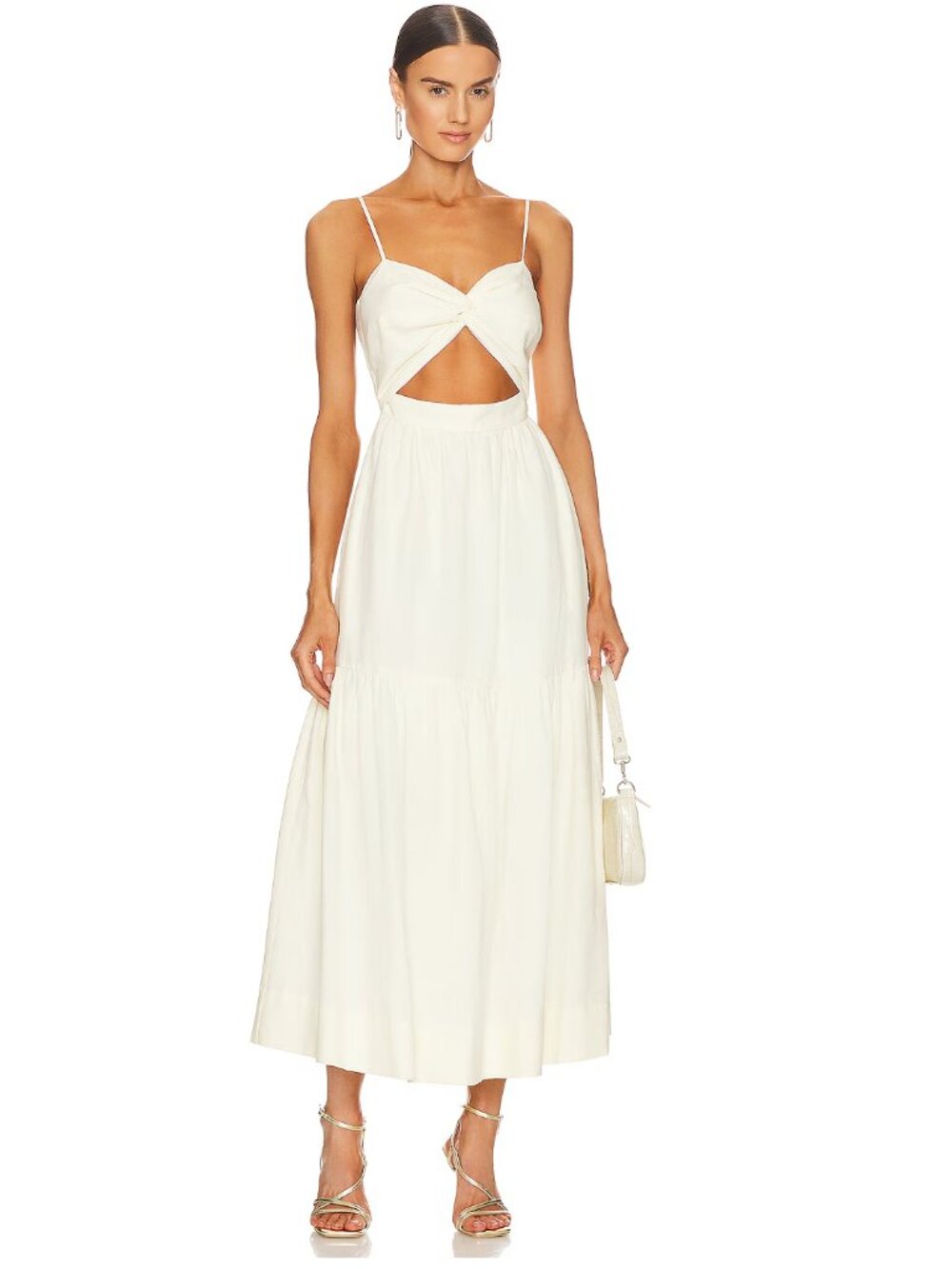Shona Joy *NEW* Cecilia Twist Bodice Midi Dress in Linen